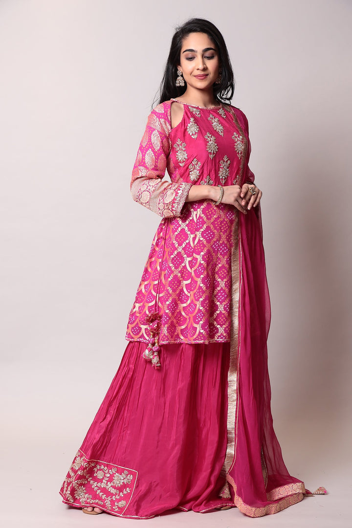 Pink Red Cotton Suits Gota Patti and Zardozi work