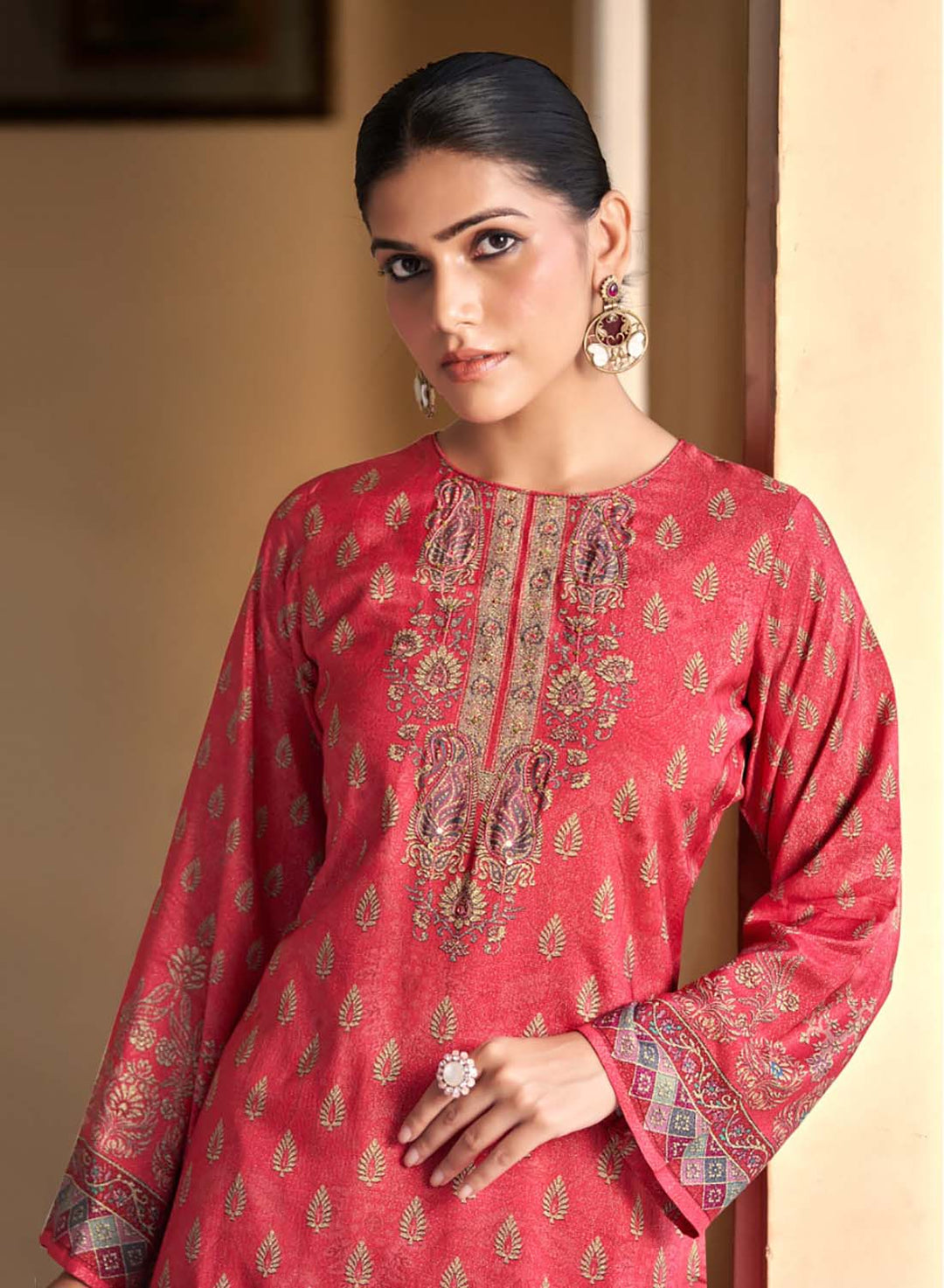 Party Wear Pure Muslin Unstitched Suit Dress Material for Ladies